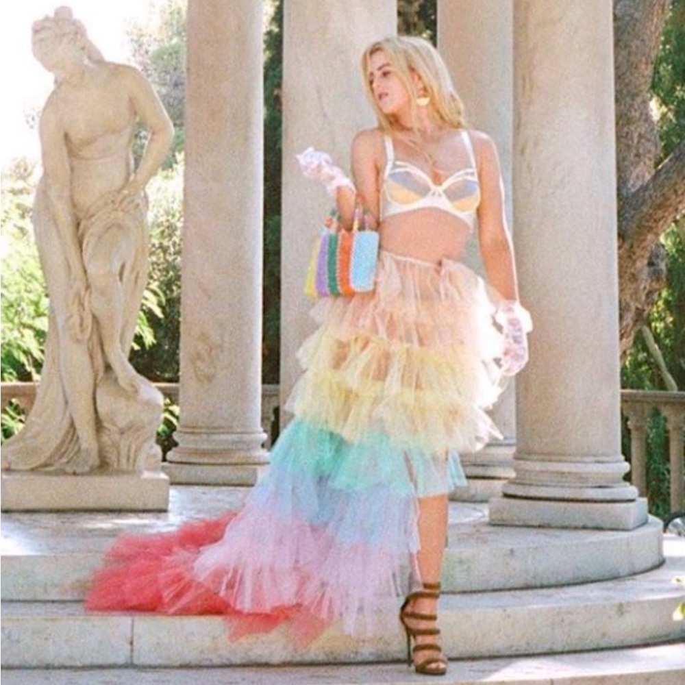 NEW KIKI RIKI RAINBOW RUFFLE DRESS, M